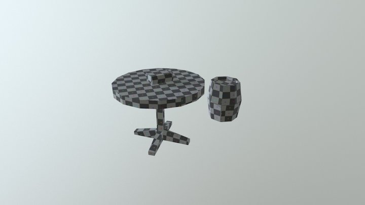 Mesa com barril 3D Model