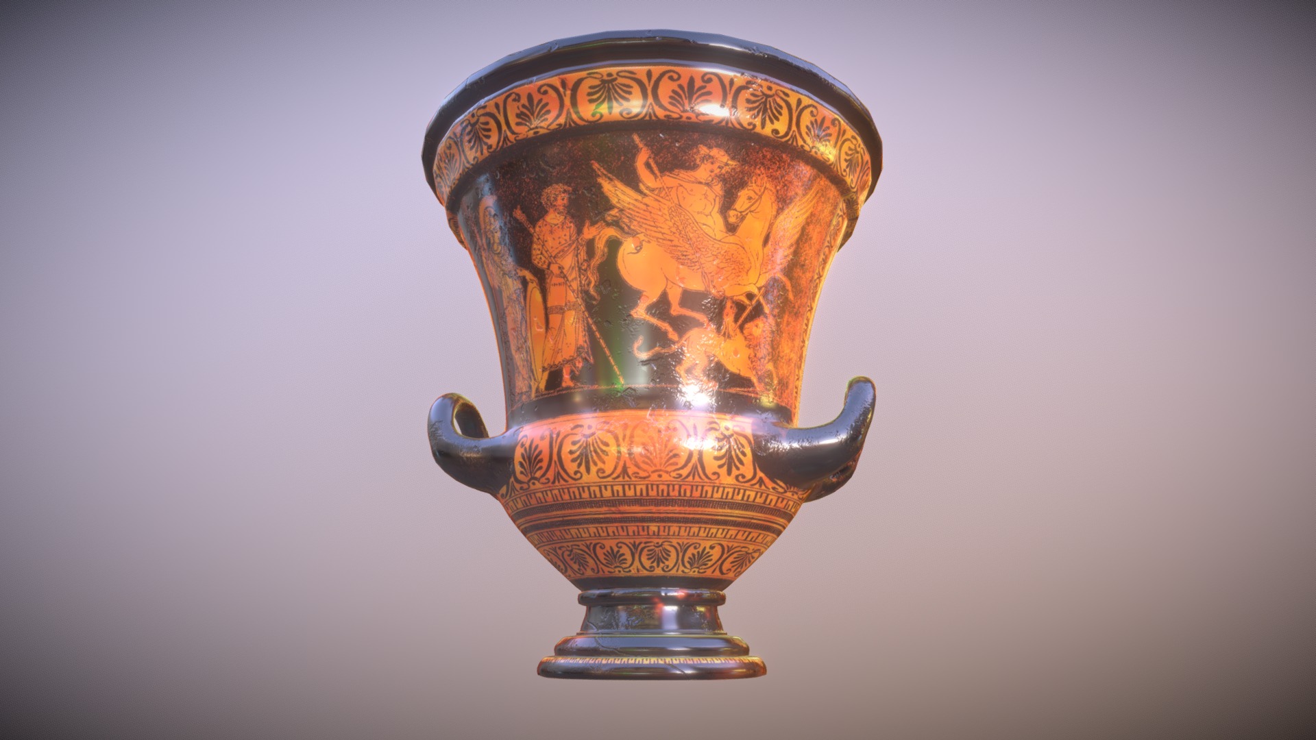 3D model Kalyx Krater - This is a 3D model of the Kalyx Krater. The 3D model is about a vase with a painting on it.