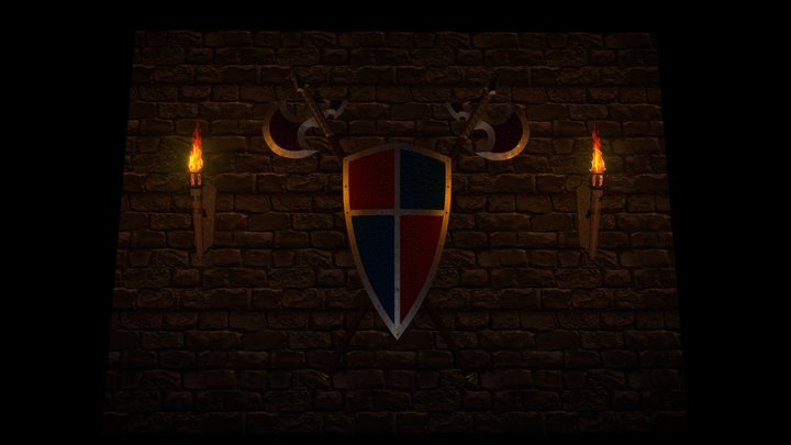 Poleaxes and Shield 3D Model
