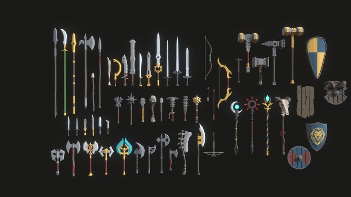 Fantasy Weapons LowPoly Pack 3D Model