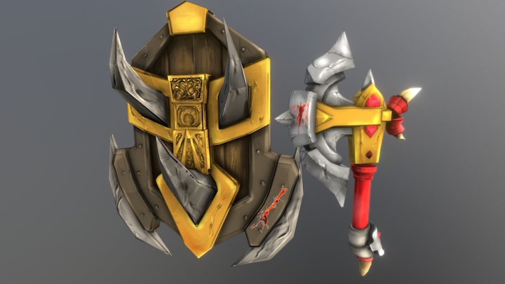 Fantasy Weapons (Axe & Shield) by Zander Esteban 3D Model