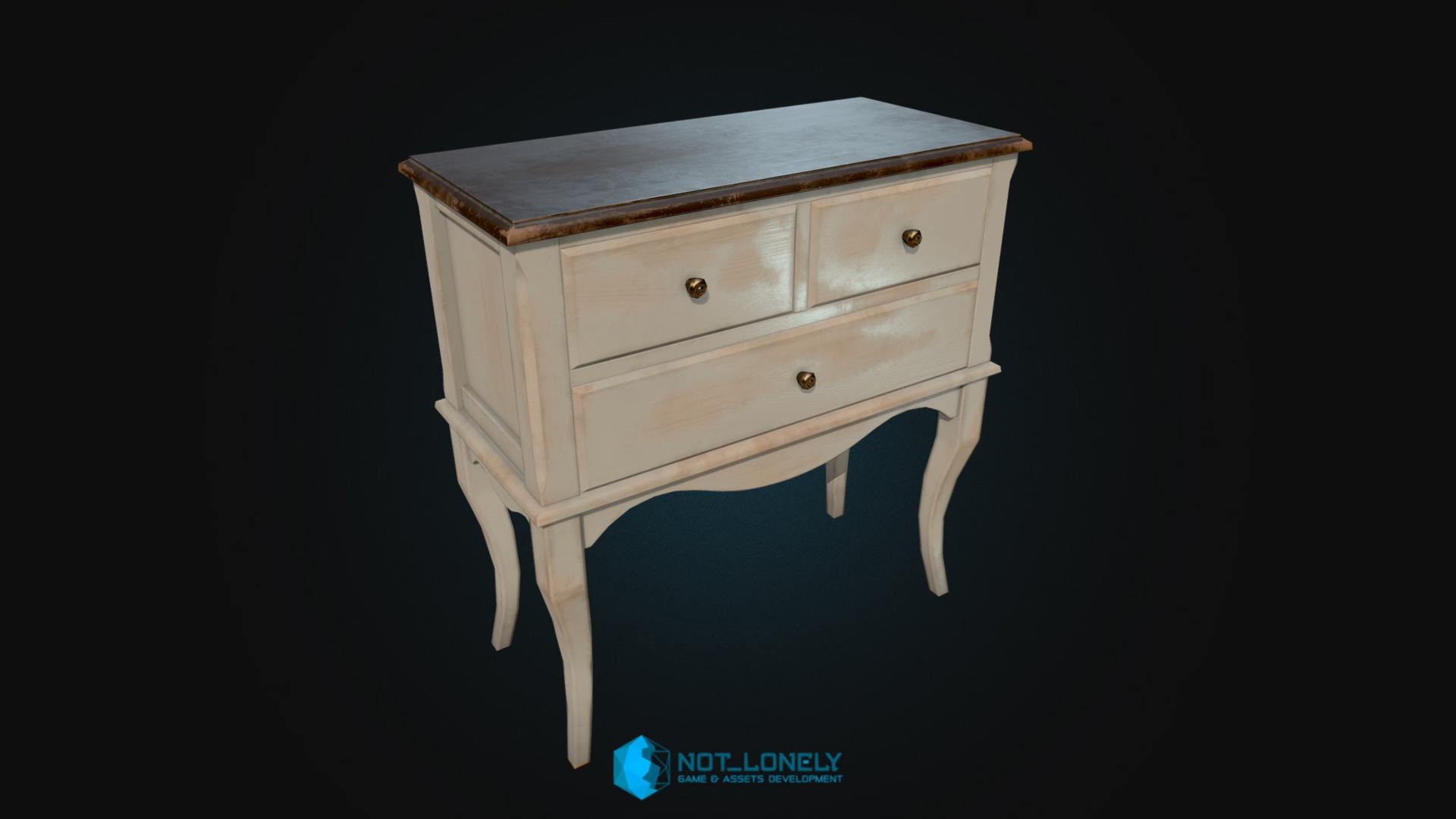 3D model Hallway Dresser - This is a 3D model of the Hallway Dresser. The 3D model is about a white box with a white handle.