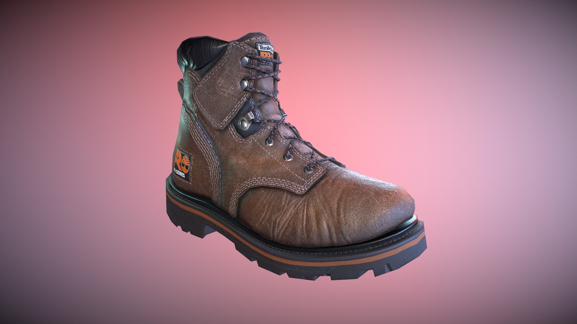 3D model Timberland Boots Pro Series - This is a 3D model of the Timberland Boots Pro Series. The 3D model is about a brown boot on a pink background.