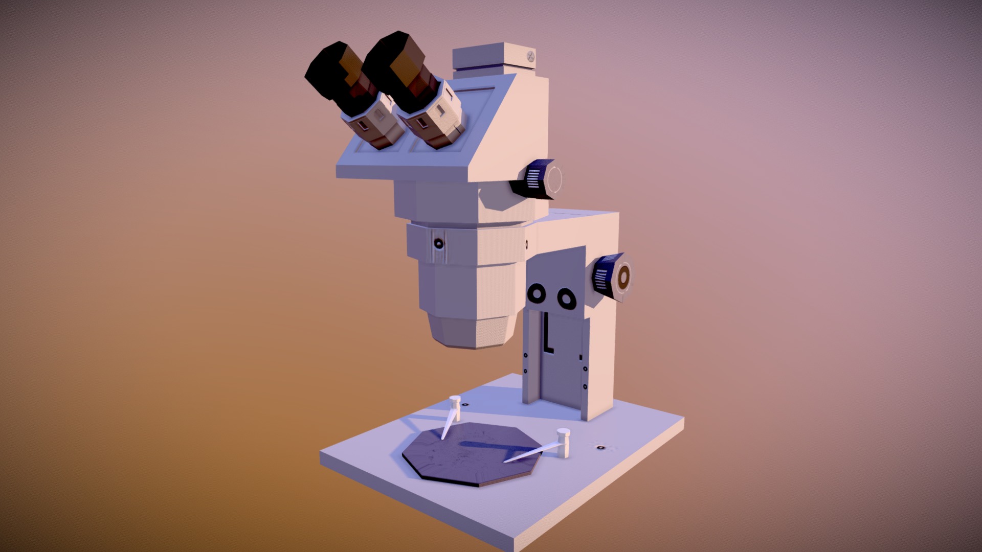 3D model microscopio de diseccion – lowpoly - This is a 3D model of the microscopio de diseccion - lowpoly. The 3D model is about a robot on a table.