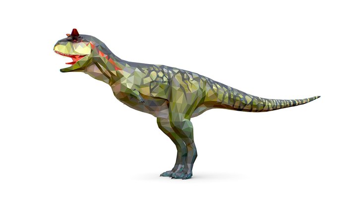 Dinosaur Carno Green Lowpoly Art Style Animal 3D Model