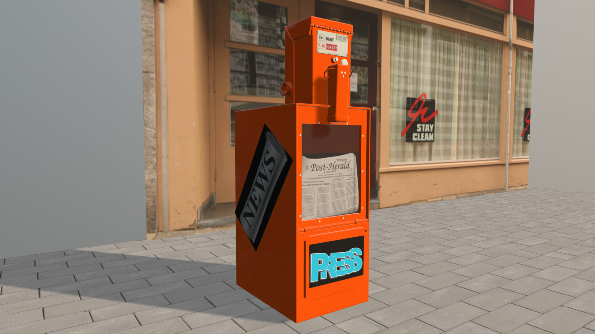 3D model Paperbox - This is a 3D model of the Paperbox. The 3D model is about a red box with signs on it.