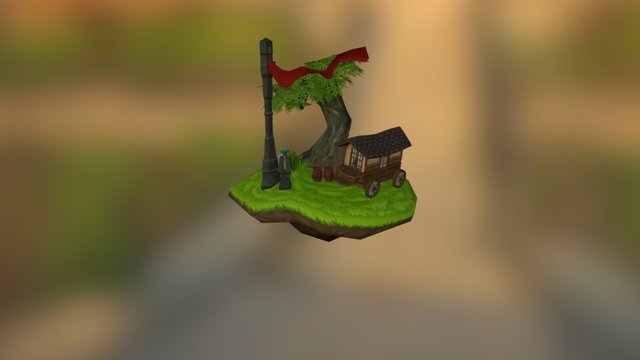 Floating Bazaar Textured Bits 3D Model