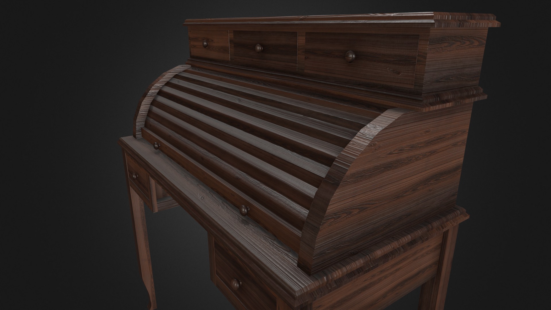 3D model Bureau - This is a 3D model of the Bureau. The 3D model is about a wooden bed frame.