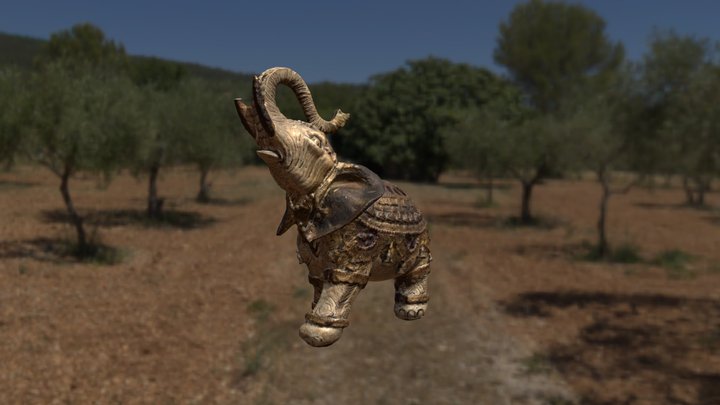 Golden Elephant Figurine 3D Model