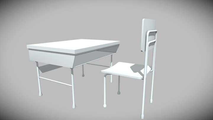 Student Table gameasset with 3K triangles and UV 3D Model
