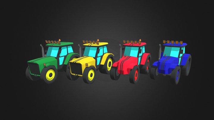 Farm Tractors - Game Asset 3D Model