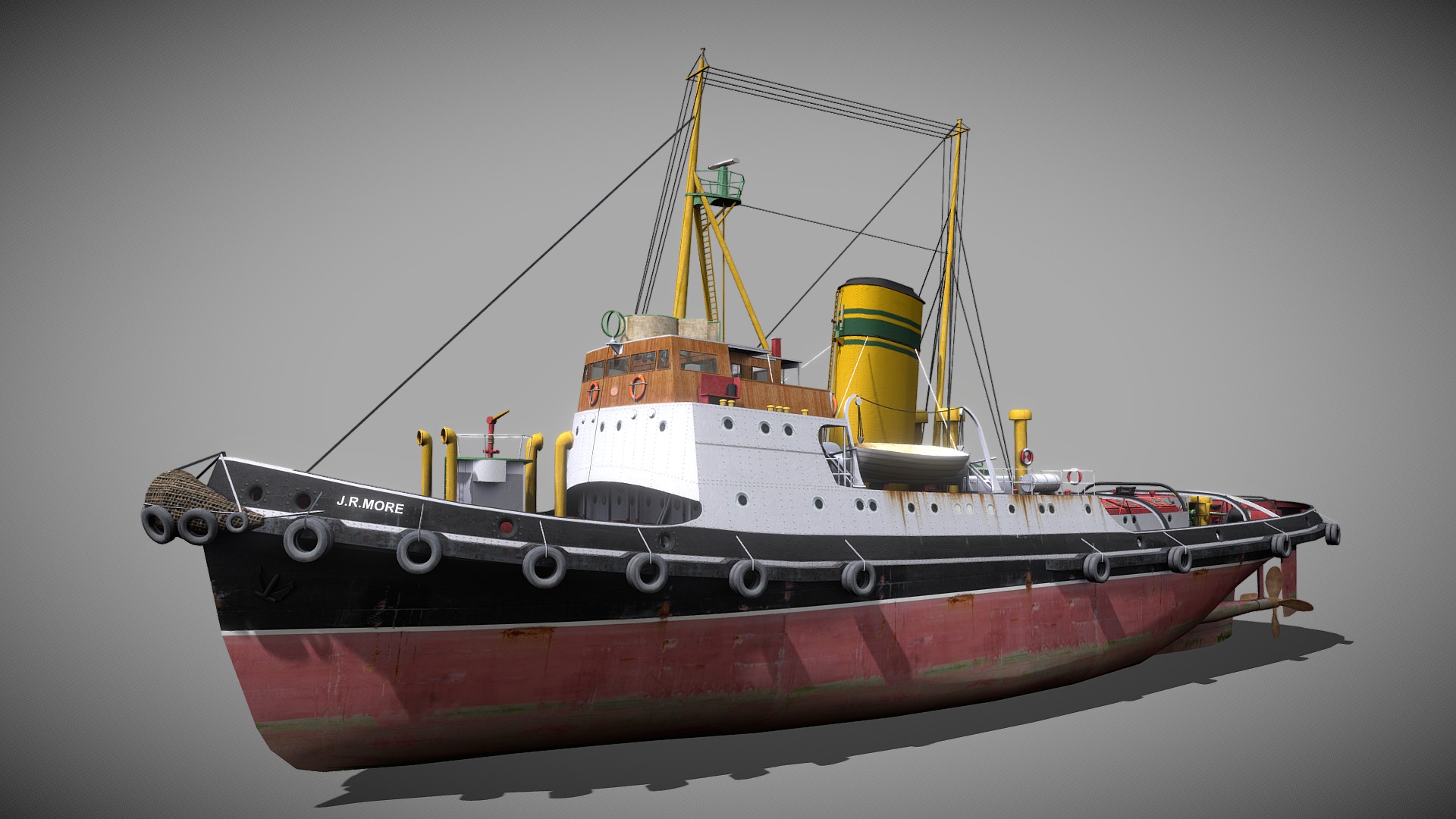 3D model J.R. More Tug (1961) - This is a 3D model of the J.R. More Tug (1961). The 3D model is about a large ship in the water.