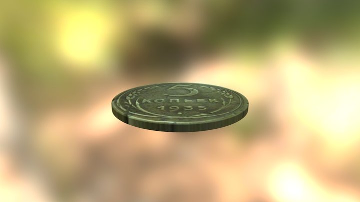 Russian Old Coin 3D Model