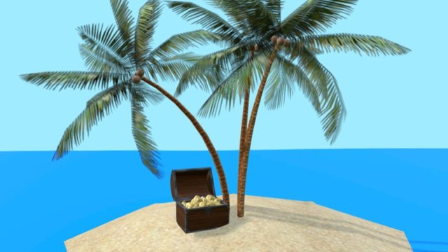 Low-Poly Treasure Island 3D Model