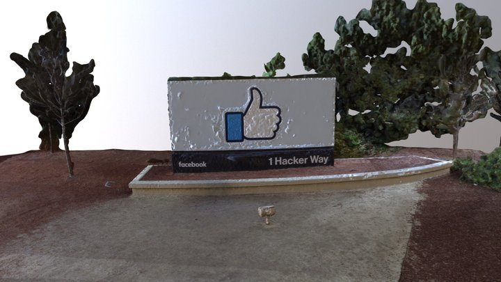 Facebook Sign Simplified 3d Mesh 3D Model