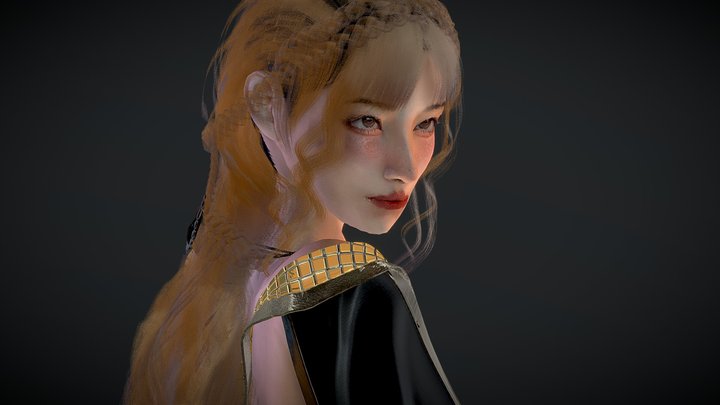 Priestess Girl - Game Ready 3D Model