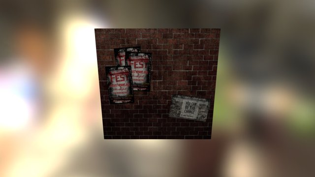 Back Alley - Brick Wall w/ Posters 3D Model