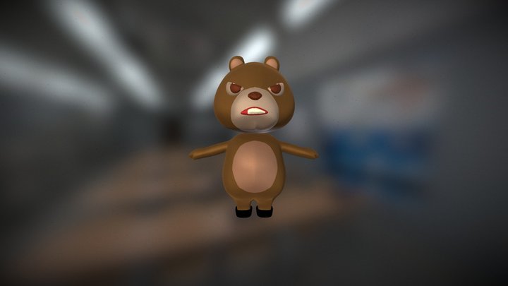 Cute Angry Bear 3D Model