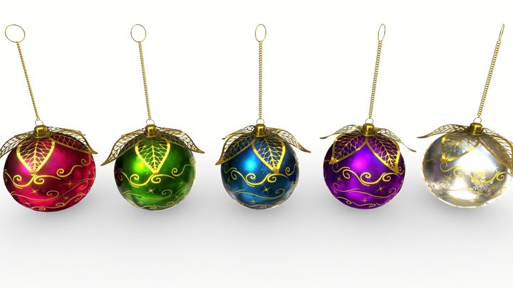 Christmas bauble collection + Maya File (V-Ray) 3D Model