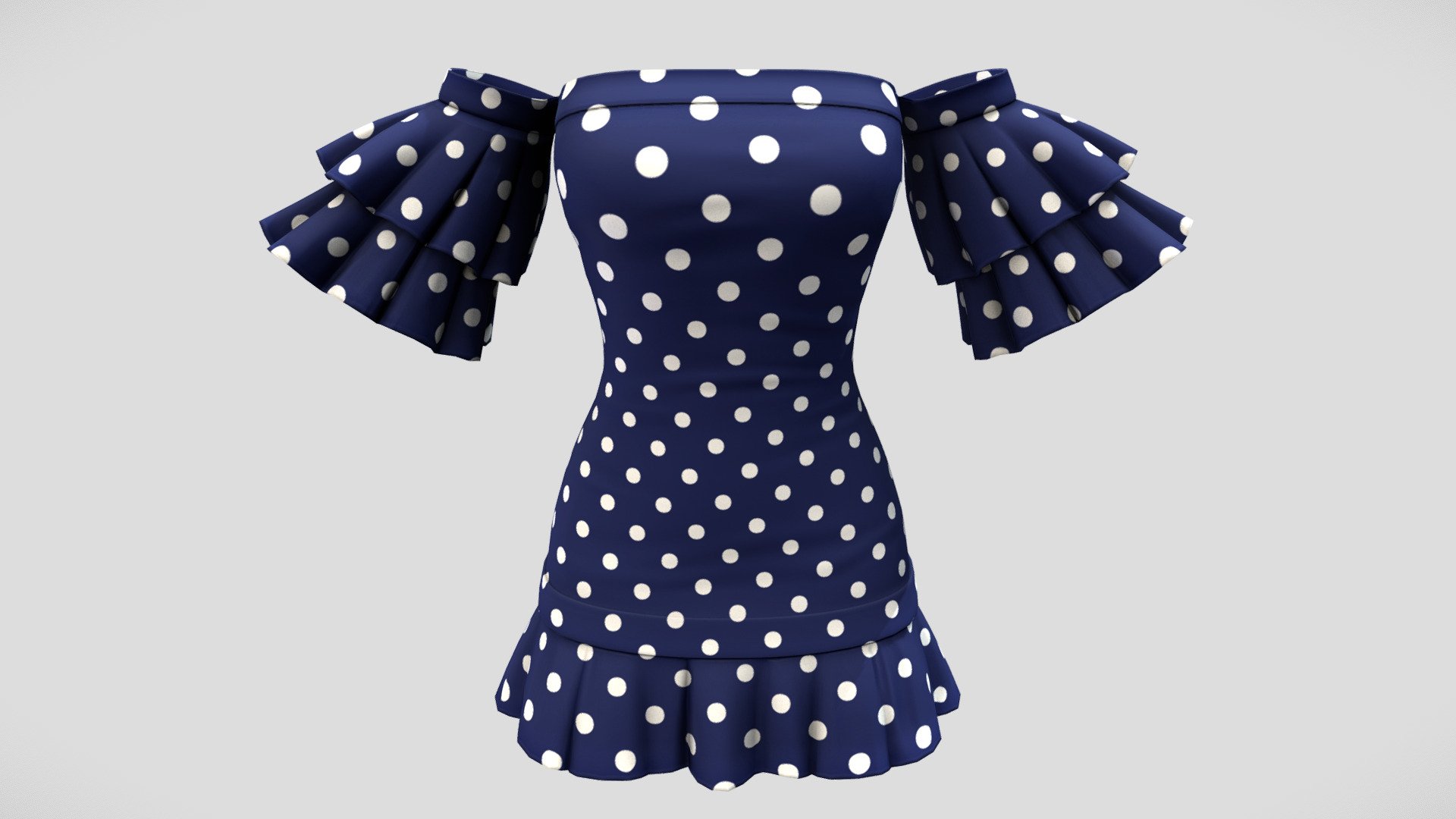 3D Flowers Polka Dot Print Backless Dress