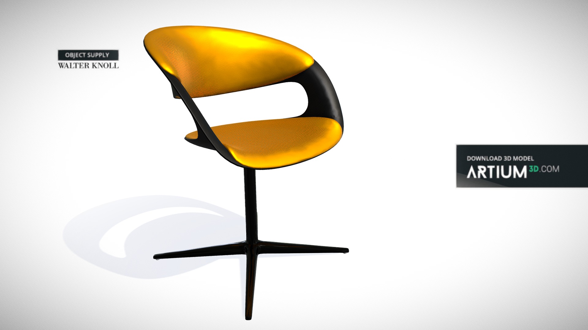 3D model Chair Lox from Walter Knoll - This is a 3D model of the Chair Lox from Walter Knoll. The 3D model is about a yellow and black chair.
