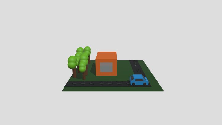 Low poly casa e carro 3D Model