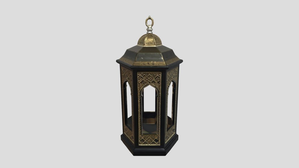 Ornate Arabian Islamic lamp gold black 2