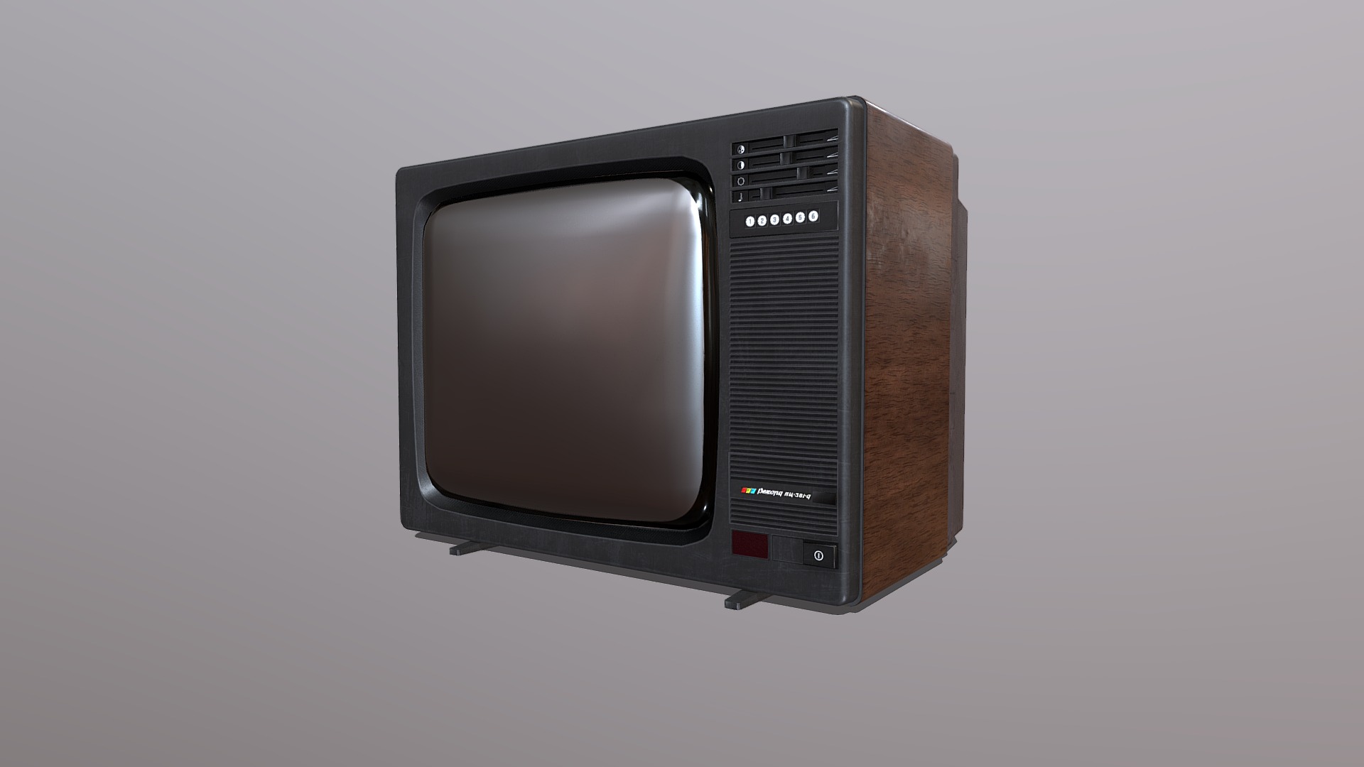 3D model Retro USSR TV Record VC-381D - This is a 3D model of the Retro USSR TV Record VC-381D. The 3D model is about a black rectangular device.