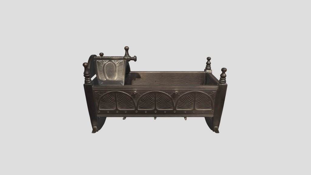 Antique Carved Wooden Cradle