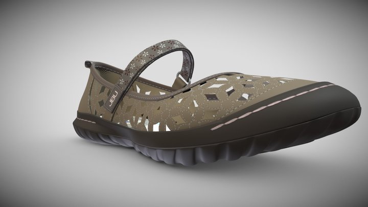 Women Wildflower Casual Mary Jane Flats 3D Model