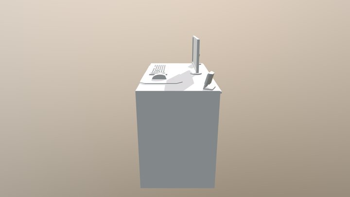 PC-table With Items 3D Model