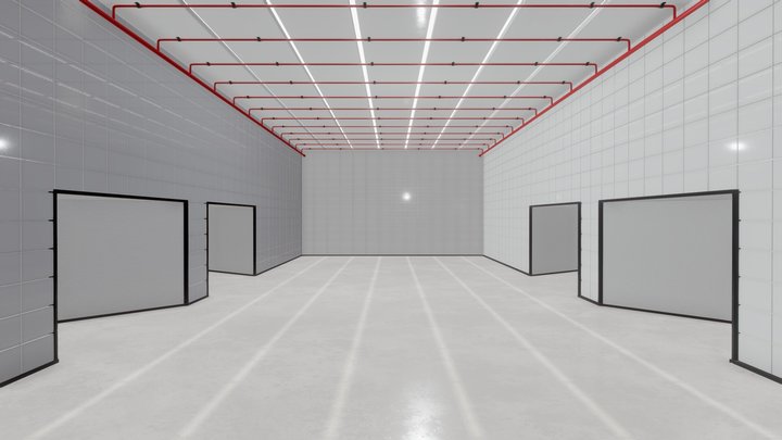 VR & AR Big Empty Hall / Room / Hangar 3D Model