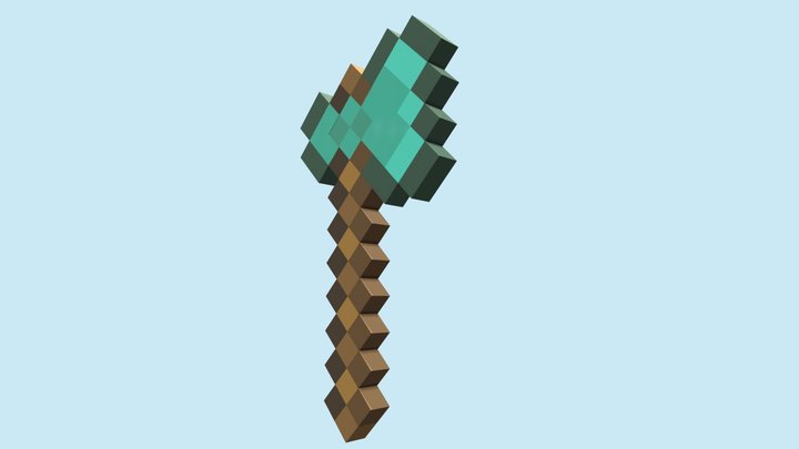 Minecraft Diamond Axe 3D Model