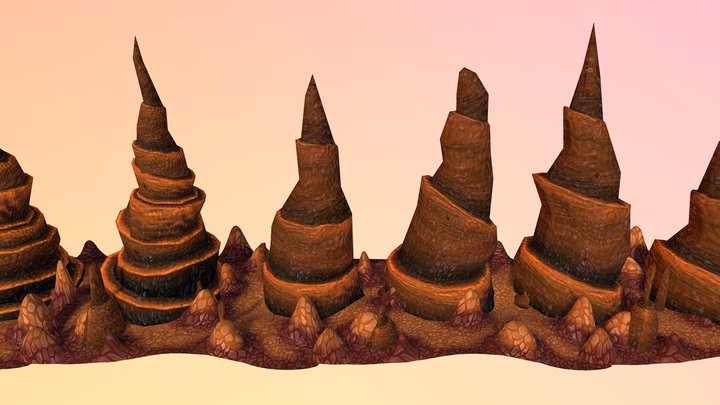 Simple cave props (stalagmite variants) 3D Model