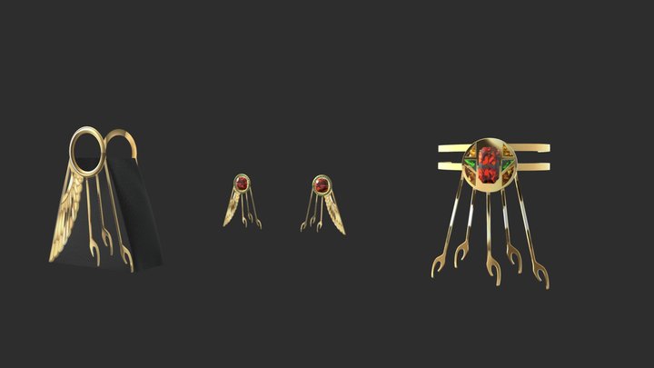 jewelry collection inspired by ancient Egyptians 3D Model