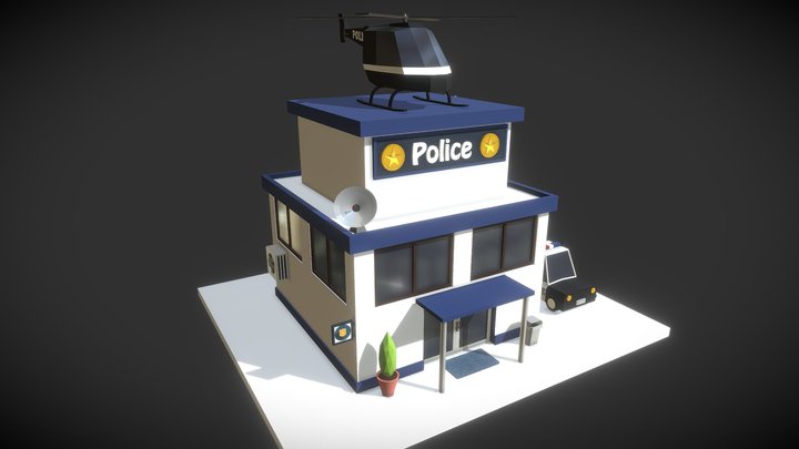 Low Poly Police Station 3D Model