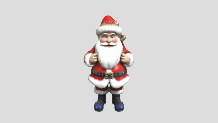 A cheerful, modern Santa Claus 3D Model
