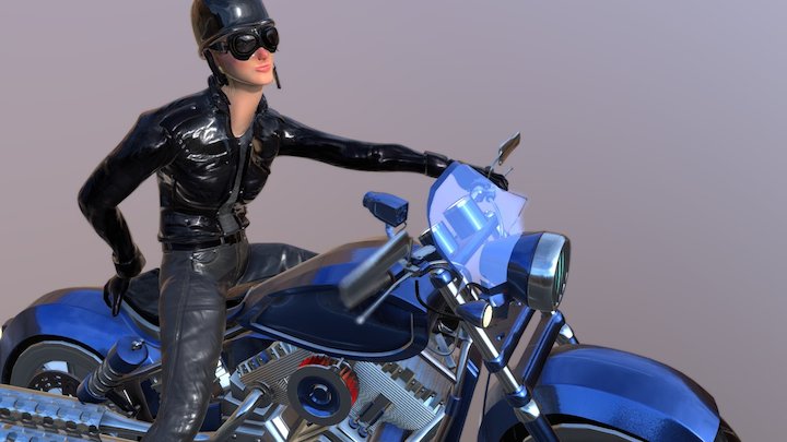 Motorcycle With Handlebar Fan 3D Model