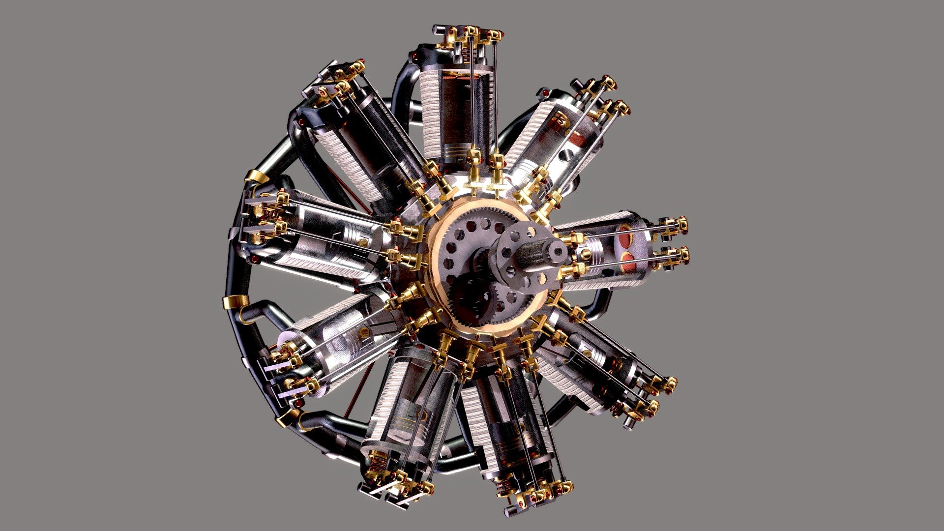 Realistic Engine - Radial Engine - Buy Royalty Free 3D model by ...