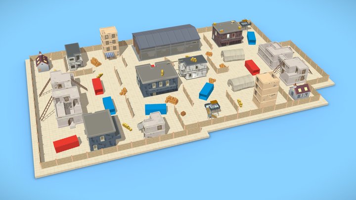 TDM Map 3- 4V4 Battle Royal Game - Low Poly Map 3D Model
