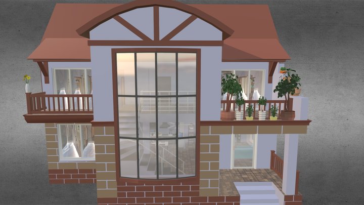 House with interior elements 3D Model
