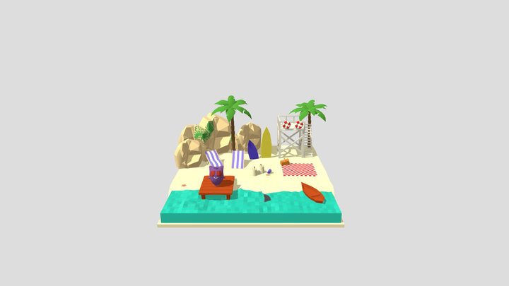 Lowpoly Island with Pokemon 3D Model