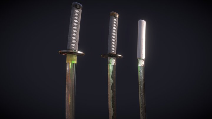 Custom Wakizashi Skins for Falchion - Mordhau 3D Model