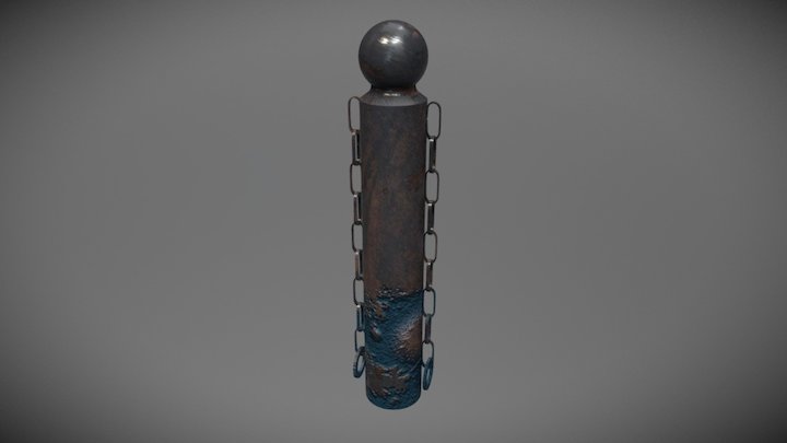 Metal Pillar with dirt and water grunge 3D Model