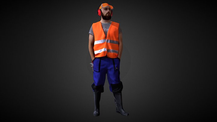 3D Scan Man Worker Safety 018 3D Model