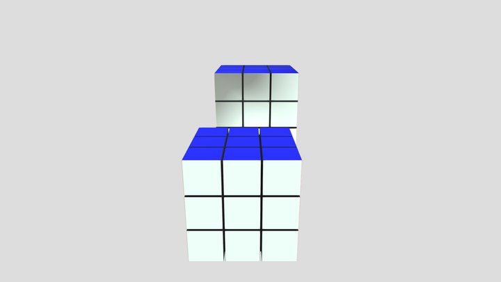 Rubix cube low and high poly 3D Model