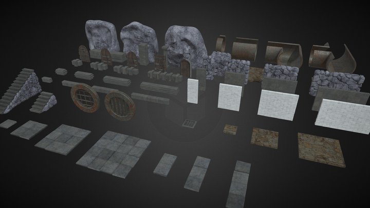 Free modular dungeon assets 3D Model