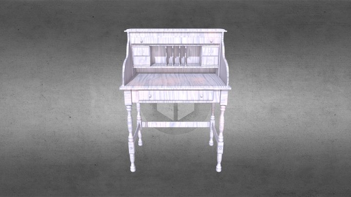 Vintage Roll_Top Writing Desk 3D Model
