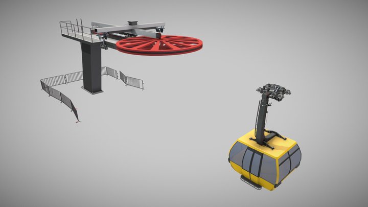 Ski gongola and lift station detailed drafts 3D Model