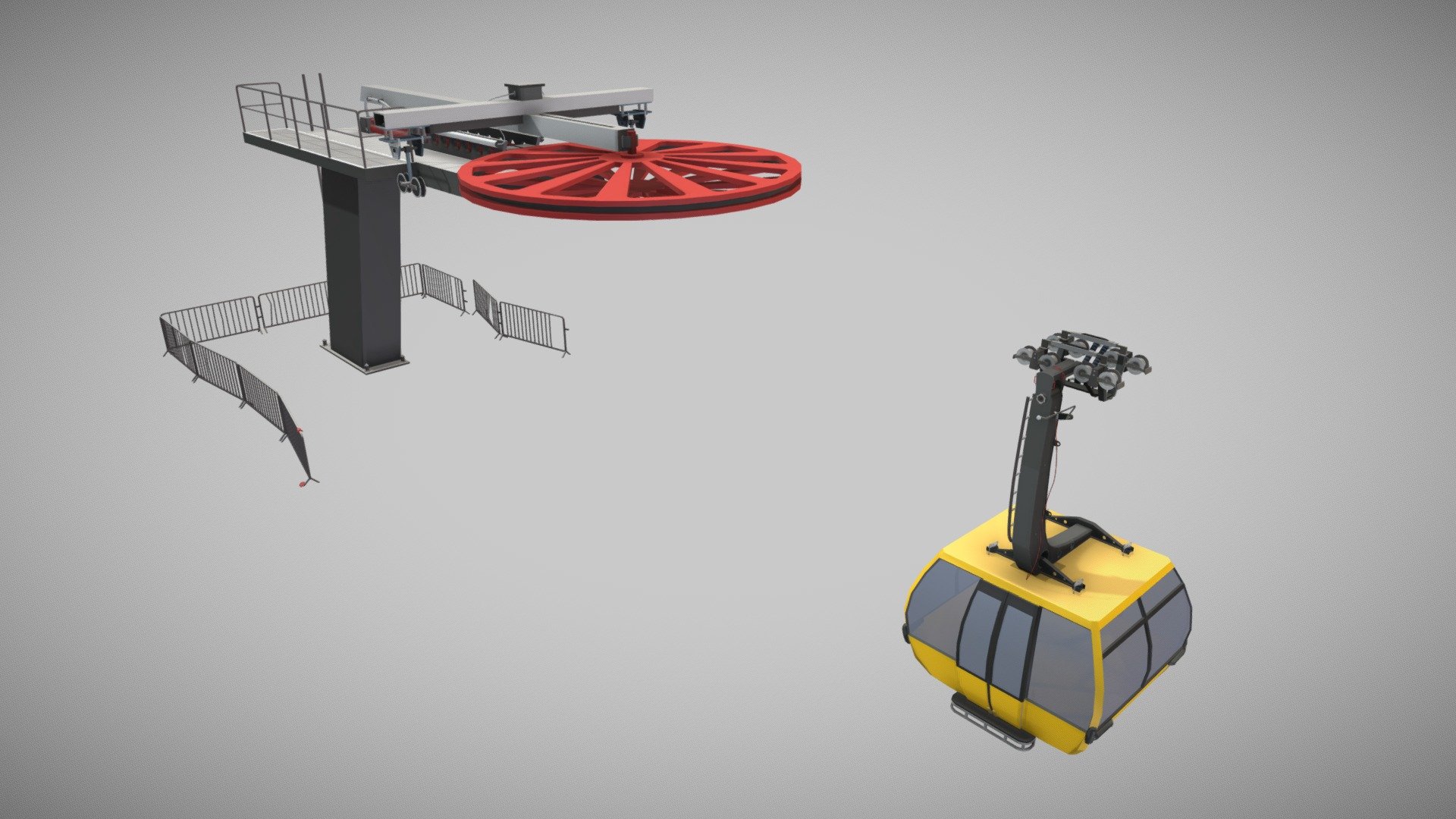 Ski gongola and lift station detailed drafts — Sketchfab embed 3D viewer